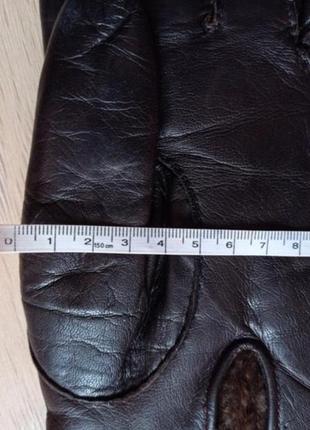Кожаные зимние перчатки с мехом3 фото