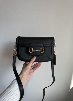Женская сумка gucci horsebit 1955 mini bag total black