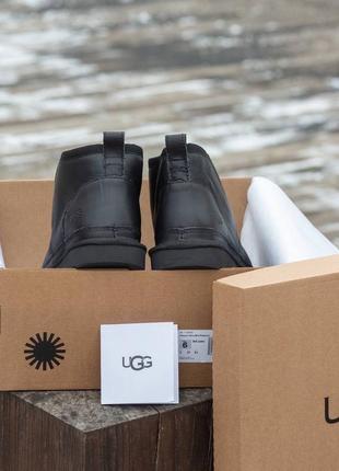 Зимние угги ugg neumel black leather5 фото