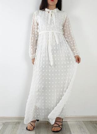 Молочна сукня в фактурний горох3 фото