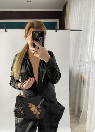 Красивая винтажная aftershok маленькая мини черная сумочка в стиле винтаж с бисером4 фото
