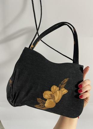Красивая винтажная aftershok маленькая мини черная сумочка в стиле винтаж с бисером7 фото
