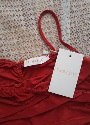 Femme luxe крутое платье с защипами терракотового цвета5 фото