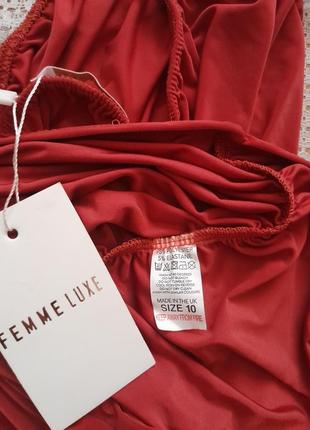 Femme luxe крутое платье с защипами терракотового цвета8 фото