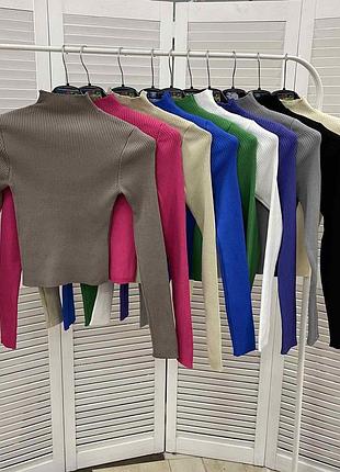 Водолазка тепла з горловиною воротником гольф джемпер кофта кроп топ укорочений з довгим рукавом базовий однотон стильний тренд зара zara