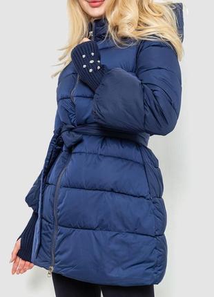 Куртка женская однотонная, цвет темно-синий3 фото