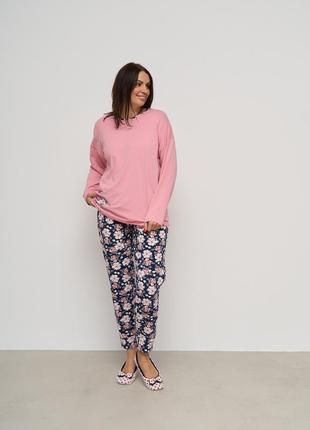 Піжама жіноча з штанами в цветочек розмір 2xl, 3xl, 4xl, 5xl