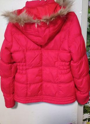 Тёплая женская куртка зимняя, короткий пуховик , куртка с капюшоном красная4 фото