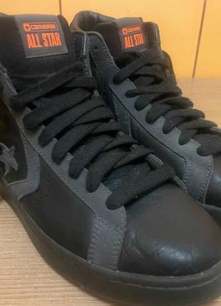 Converse pro leather mid black new arrivals