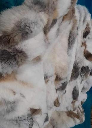 Шуба белый кролик натуральный под полярную лисицу