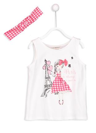 Футболка lc waikiki для дівчинки + пов'язка для волосся