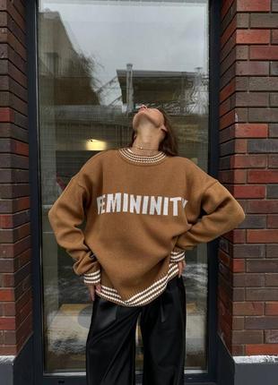 Свитер femininity [женичность] хлопок акрил стильный джемпер с принтом кемэл3 фото