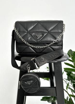 Сумка prada re-nylon padded shoulder black4 фото