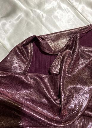 Блуза бордовая металик блестящая блуза розовое золото с розрезами- l8 фото