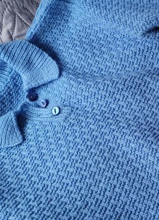 Голубой интересный свитер4 фото
