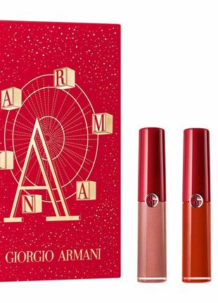 Роскошный подарочный набор жидких помад для губ giorgio armani mini lip maestro liquid lipstick trio10 фото