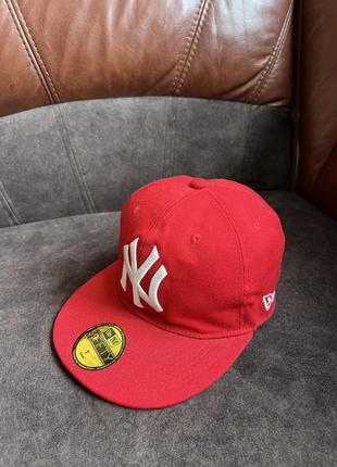 Бавовняна кепка бейсболка new era 59 fifty nyc оригінальна червона