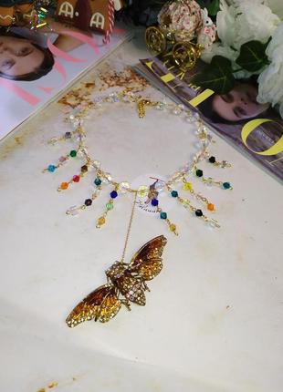 Rainbow necklace gold fly9 фото