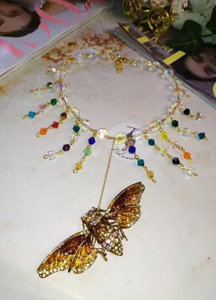 Rainbow necklace gold fly8 фото