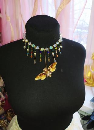 Rainbow necklace gold fly3 фото