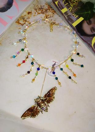 Rainbow necklace gold fly10 фото
