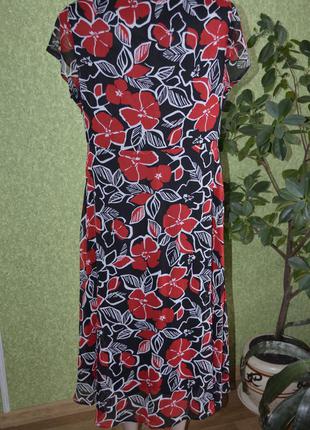 Шелковое платье , красно - черное , в цветах3 фото