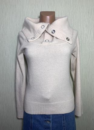 Ichi шерстяной молочный свитер с высоким горлом