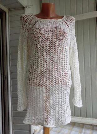 Коттоновая ажурный свитер кофта