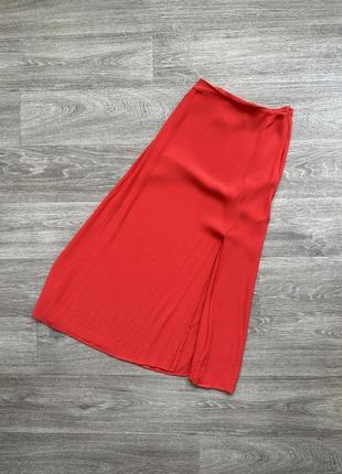 Стильная яркая натуральная юбка миди с разрезом вискоза new look 34/xs4 фото