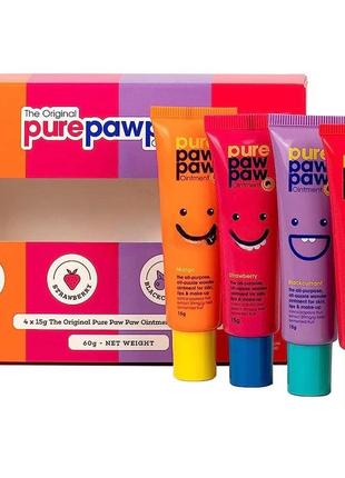 Набір відновлюючих бальзамів для губ pure paw paw four pack 15g