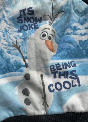 Теплый новогодний свитер свитшот флис зима снеговик олаф «снежное сердце» disney 3-6 мес/68 см2 фото