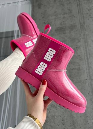 Женские ugg classic clear mini crimson4 фото