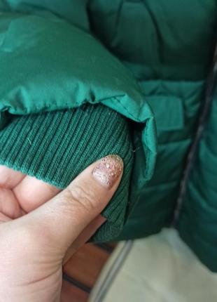 Зимове пальто зелене довге на молнії куртка парка зима на мороз з хутром4 фото