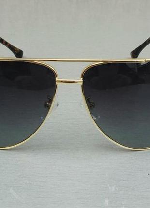 Gucci очки капли мужские солнцезащитные черные в золотой металлической оправе3 фото