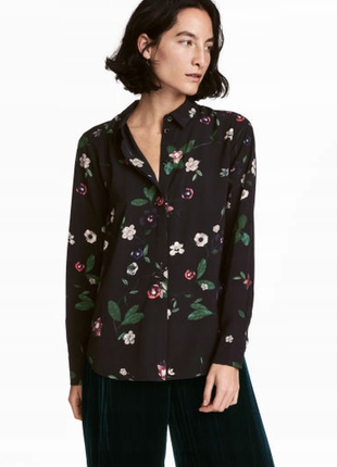 1+1=3!! черная рубашка блузка h&m