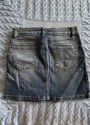 Джинсовая юбка. короткая юбка. джинсовая юбка мини с вышивкой2 фото