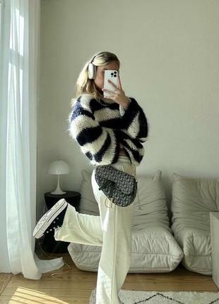 Стильный полосатый свитер кофта пуловер свитер светер bershka джемпер в полоску полоску свитшот xxs xs s4 фото
