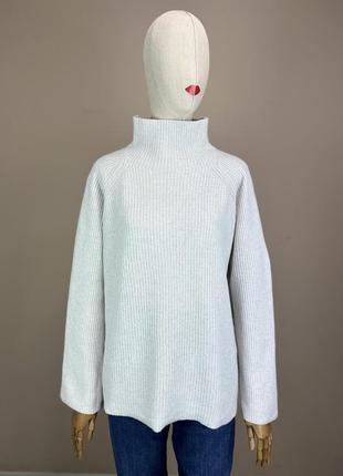 Poetry cashmere кашемір светр гольф висока горловина рубчик сірий перлинний3 фото