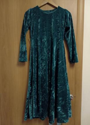 Велюровое красивое платье, индийский наряд, размер 8-105 фото