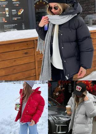 🎨3! стильна зимова тепла куртка зима тепла теплая женская червона червоний красная3 фото