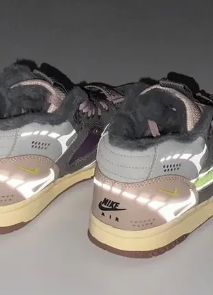 Nike air trainer 1 sp grey beige pink серые зима winter ❄️ теплые зимние ботинки сапоги fur мех ☔️5 фото