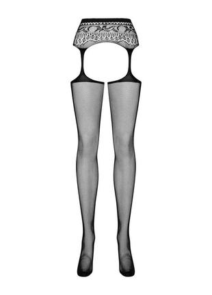 Эротические чулки-стокинги с кружевным поясом obsessive garter stockings s307 black, xl/xxl