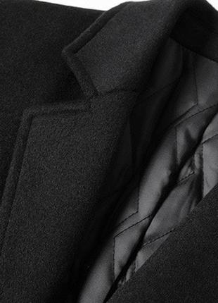 Пальто чоловіче класичне з вовни утеплене чорне2 фото