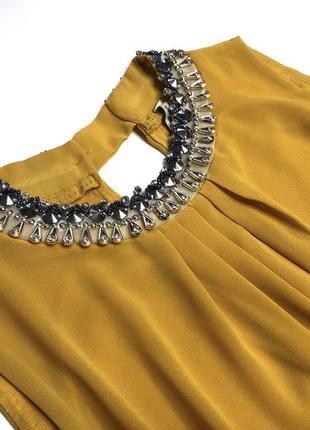 Праздничная блуза горчичного цвета (шифон на подкладке)2 фото