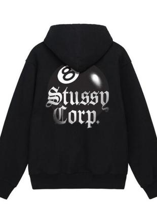 Худи черный loys stussy 8-ball-corp logo