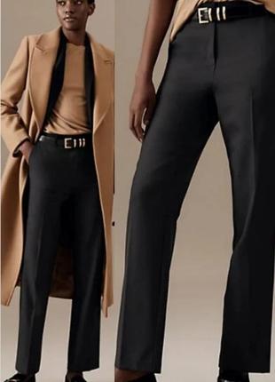 Люкс состав шерсть шёлк черные шерстяные женские брюки