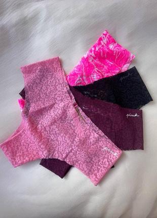 Дуже зручні мереживні трусики бразиліани pink від victoria's secret оригінал2 фото