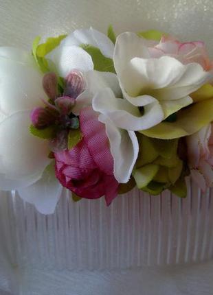 Свадебный цветочный гребень, заколка с цветами купить, венок с цветами,заколка с цветами,аксессуар3 фото