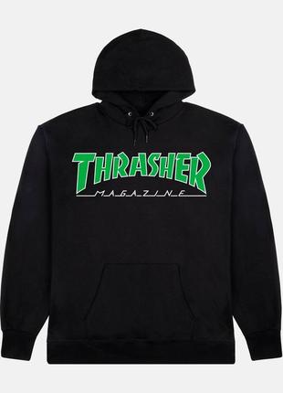 Худи черный loys thrasher outlined green