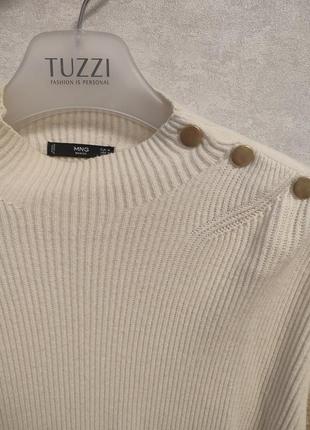 Белый вязаный свитер mango, белая вязаная кофта, вязаный свитер5 фото